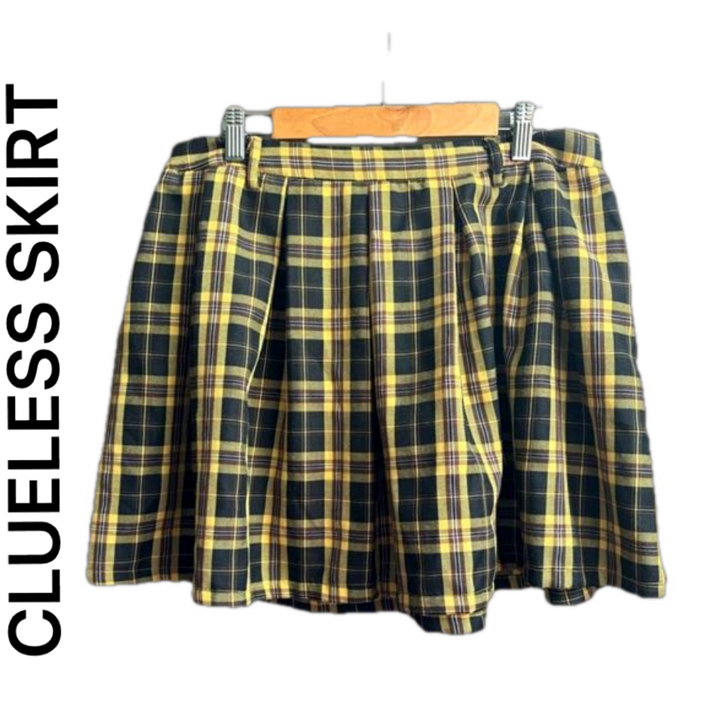 Hot Topic Y2K Clueless Vibe Yellow Black Plaid Mini Skirt